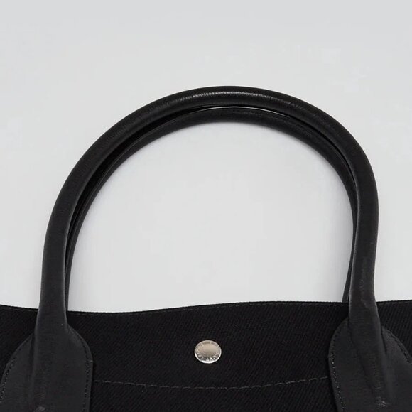 Yves Saint Laurent Black Linen And Leather Rive Gauche Tote Bag - Picture 2 of 10